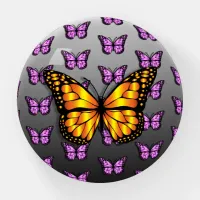 Pretty Orange and black Purple Monarch Butterfly Paperweight