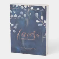 Watercolor Snowdrops Favors Navy/Copper ID726 Wooden Box Sign