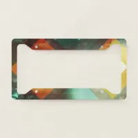 Seventies Orange Abstract Techno Triangles License Plate Frame