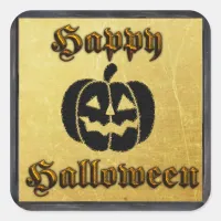 Gold and Black Pumpkin Halloween Stickers