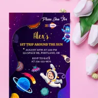 Outer Space Planets Kids First Birthday Invitation