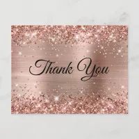 Rose Gold Glitter Foil 21st Birthday Thank You Postcard