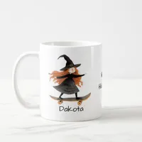 Halloween Cute Skateboarding Witch Personalize Coffee Mug