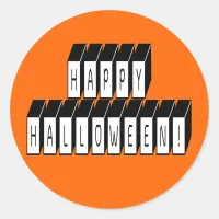 Halloween Block Text Classic Round Sticker