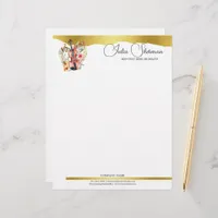 Monogram Gold Violin Modern Script Minimalist Letterhead