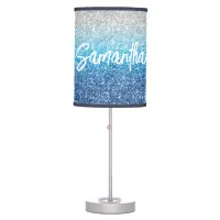 Luxury Silver Azure Blue Glitter Table Lamp