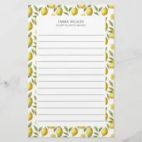 Citrus Lemon Lime Lined Stationery