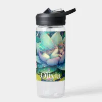 Fairy Sleeping on a Flower Fairytale Personalized Water Bottle