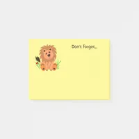 Cute lion in the grass with ladybug   post-it notes