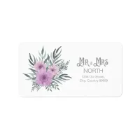 Watercolor Bouquet Wedding Mr and Mrs Lilac ID654 Label