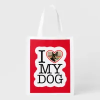 I Love My Dog Personalized  Grocery Bag