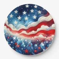 Happy Fourth of July | Patriotic Stars and Stripes Paper Plates
