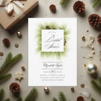 Winter Watercolor Pines Bridal Shower Invitation