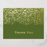 Green and Gold Foil Wedding Thank You Card