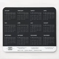 Black Customizable 2024 Calendar Initials Monogram Mouse Pad