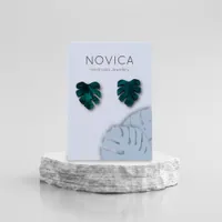 Elegant Monstera Leaf Earring Display Card