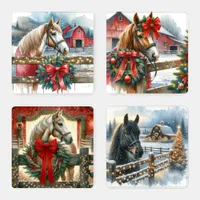 Four Christmas Horses Coaster Set