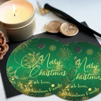 Green And Gold Christmas Winter Wonderland Favor Tags