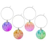 *~* Watercolor Crystal Multi Color Vibration Wine Glass Charm