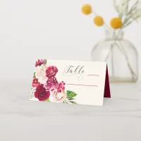 Roses Burgundy/Cream Wedding Table ID584 Place Card