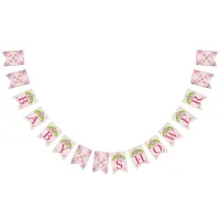 Pink and Green Nostalgic Floral bunting banner