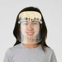 children's dripping gold metallic glitter add name kids' face shield