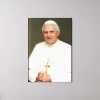 Pope Benedict XVI Sitting with Hands Folded Canvas