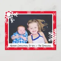 Christmas red Snowflakes Family Photo Card