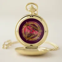 Crimson Celtic Mandala of Energy Pocket Watch