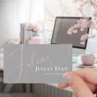 Elegant Blush Pink and Gray Business Card