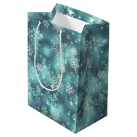 Prettiest Snowflakes Pattern Teal ID846 Medium Gift Bag