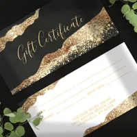 Stunning Black And Gold Glitter Gift Certificate