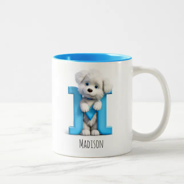 Letter M Dog Alphabet Monogram Coffee Mug