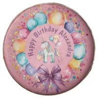 Cute Colorful Watercolor Unicorn Birthday Chocolate Covered Oreo