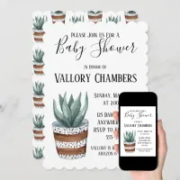 Potted Succulent Cactus Baby Shower Invitation