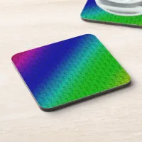 Floral Blue Green Rainbow Gradient Diagonal Blend Beverage Coaster