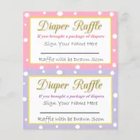Diaper Raffle Baby Shower Game Pink and Purple