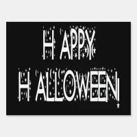 Nighttime Happy Halloween Text Yard Sign