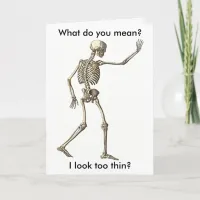 Funny Skeleton Waving Hand Happy Halloween Card