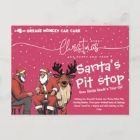 Santa's Pit Stop | Automotive Christmas Tune-Up Holiday Postcard