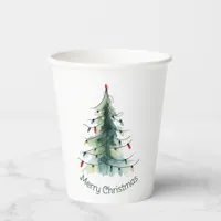 Minimalist Watercolor Christmas Tree Paper Cups