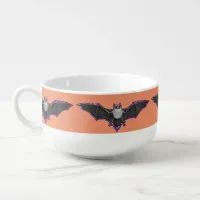 Halloween Orange and Purple Bat Soup Bowl