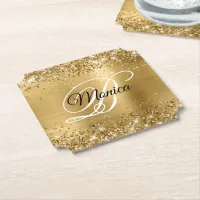 2 Glittery Gold Foil Fancy Monogram