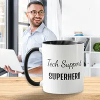 Tech Support Superhero Computer Humor Monogrammed Mug