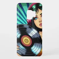 Cool Pop Art Comic Style Girl with Vinyl Album Case-Mate Samsung Galaxy S9 Case