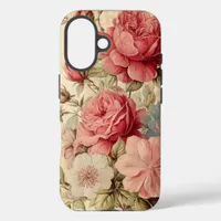 Vintage Pink and Red Roses Watercolor Illustration iPhone 16 Case