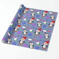 Penguins and Snowflakes Cute Christmas Wrapping Paper