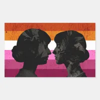 Lesbian Flag with Two Woman Silhouettes  Rectangular Sticker