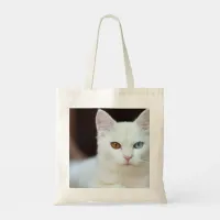 Stunning White Cat with Blue and Gold Eye's Tote Bag