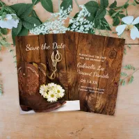 Cowboy Boots Horse Bit Daisies Barn Save the Date